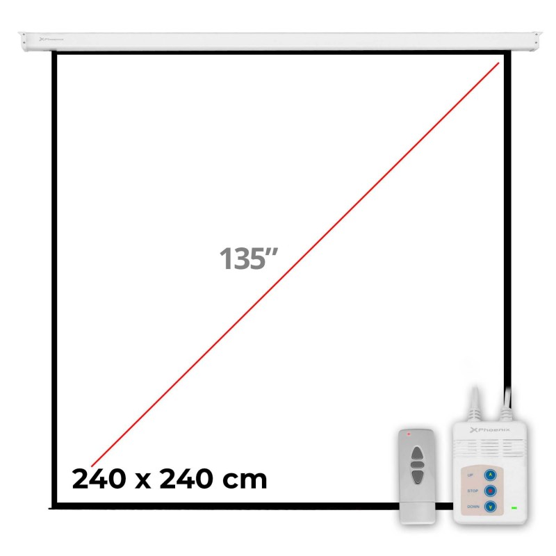 Pantalla electrica videoproyector pared y techo phoenix 135´´ratio 1:1 - 4:3 - 16:9 2.4m x 2.4m posicion adjustable - carcasa bl