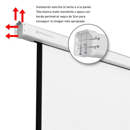 Pantalla electrica videoproyector pared y techo phoenix 135´´ratio 1:1 - 4:3 - 16:9 2.4m x 2.4m posicion adjustable - carcasa bl