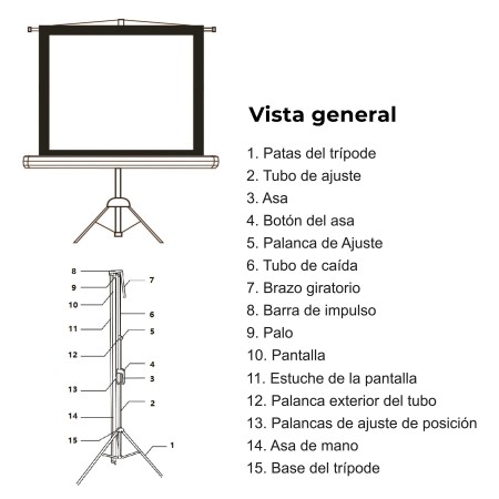 Pantalla trípode proyección 80 pulgadas