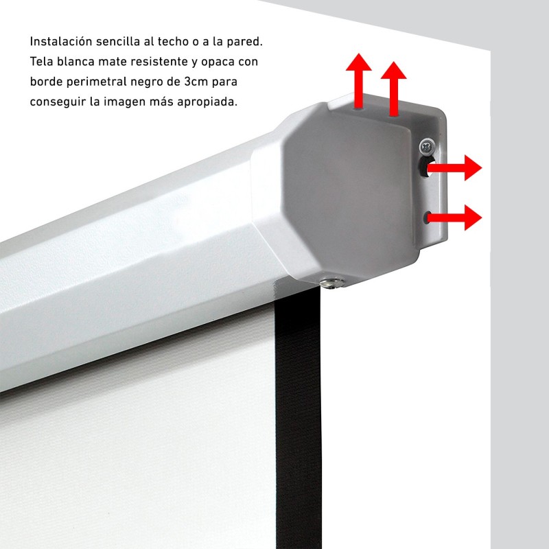 Pantalla manual videoproyector pared y techo phoenix 100´´ ratio 4:3 - 16:9 2m x 1.5m posicion ajustable - carcasa blanca - tela