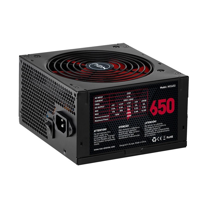 Fuente de Alimentación Nox NX/ 650W/ Ventilador 14cm
