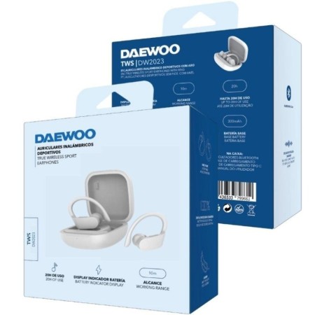 Auriculares Deportivos Bluetooth Daewoo DW2023 con estuche de carga/ Autonomía 5h/ Blancos