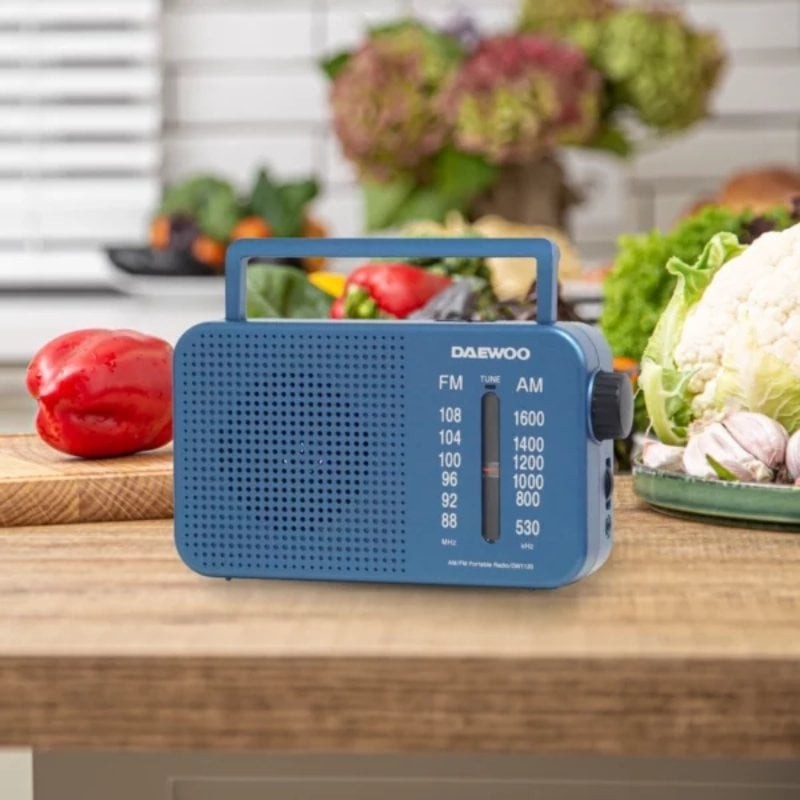 Radio Portátil Daewoo DW1120/ con Cable/ a Pilas/ Azul