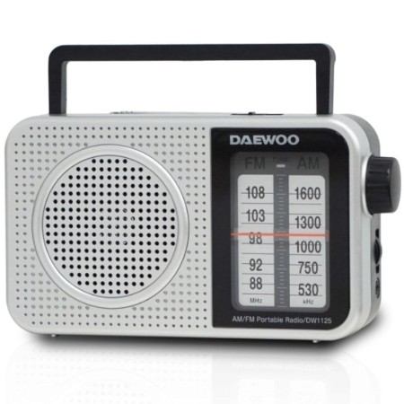 Radio Portátil Daewoo DW1125/ a Pilas/ Gris Metalizado