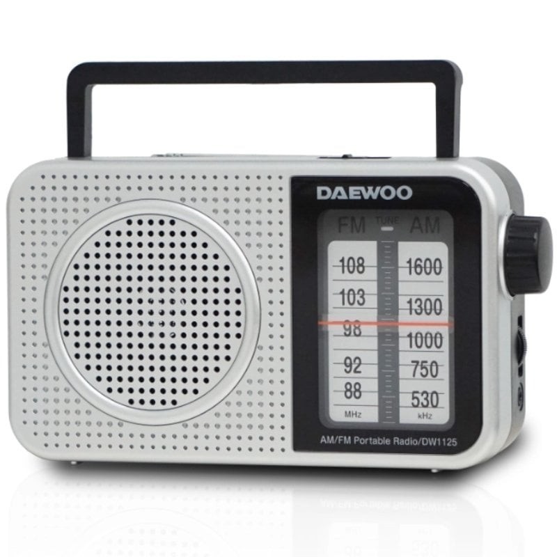 Radio Portátil Daewoo DW1125/ a Pilas/ Gris Metalizado