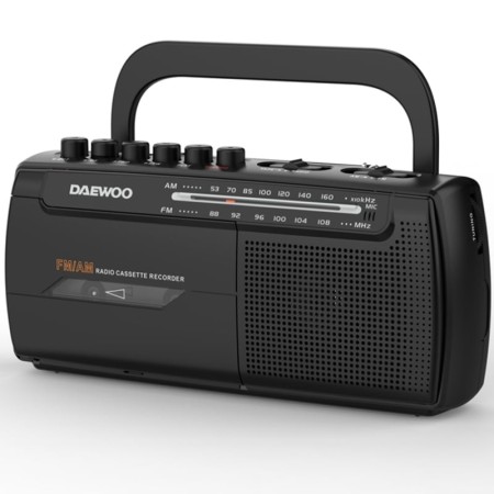 Radio Cassete Daewoo DW1108/ con Cable/ a Pilas/ Negra