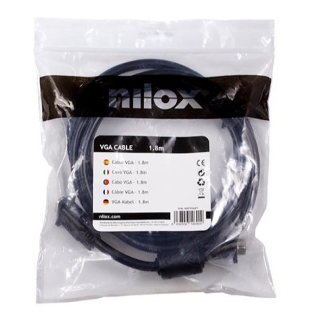 Cable monitor nilox vga 1.8m - macho - macho