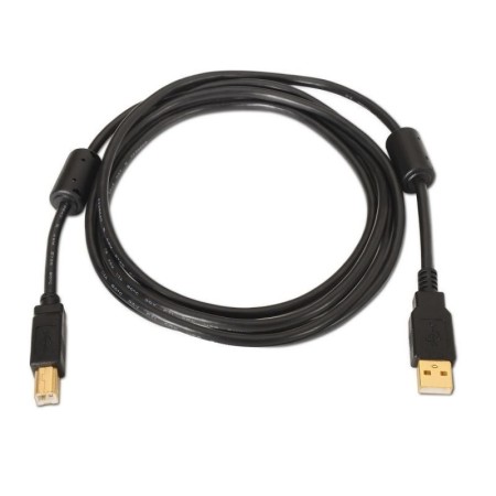 Cable USB 2.0 Impresora Aisens A101-0011/ USB Tipo-B Macho - USB Macho/ 5m/ Negro