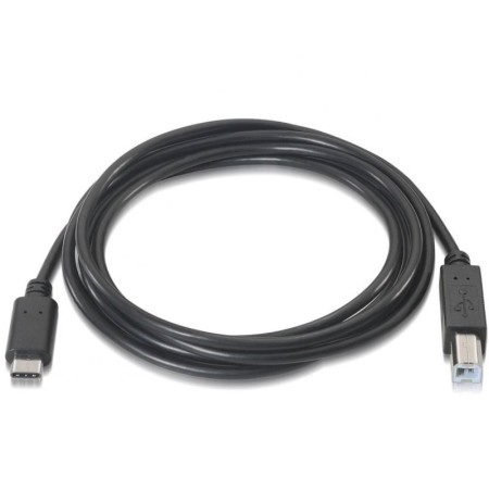 Cable USB 2.0 Impresora Aisens A107-0053/ USB Tipo-C Macho - USB Tipo-B Macho/ 480Mbps/ 1m/ Negro