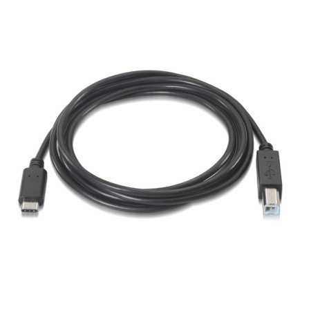 Cable USB 2.0 Impresora Aisens A107-0054/ USB Tipo-C Macho - USB Tipo-B Macho/ 480Mbps/ 2m/ Negro