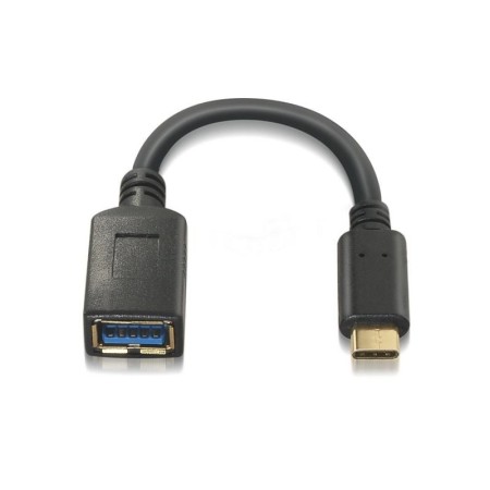 Cable USB 3.1 Tipo-C Aisens A107-0062/ USB Tipo-C Macho - USB Hembra/ 5Gbps/ 15cm/ Negro