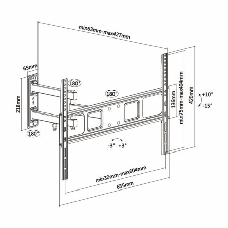 Soporte de Pared Giratorio/ Inclinable/ Nivelable Aisens WT70TSLE-021 para TV de 37-70″/ hasta 35kg