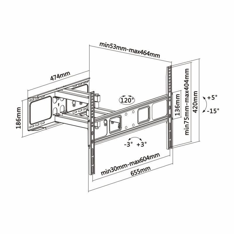 Soporte de Pared Giratorio/ Inclinable/ Nivelable Aisens WT70TSLE-023 para TV de 37-70″/ hasta 40kg