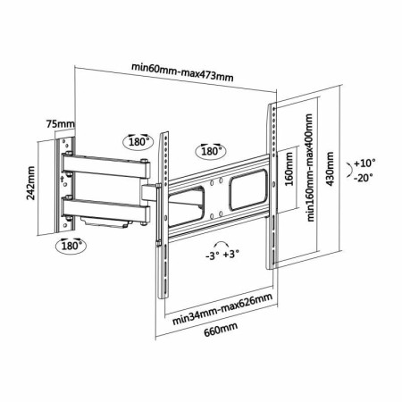 Soporte de Pared Giratorio/ Inclinable/ Nivelable Aisens WT70TSLE-025 para TV de 37-70″/ hasta 50kg