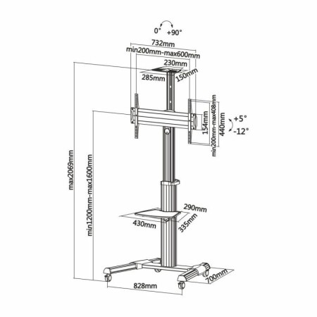 Soporte de Suelo Inclinable con Ruedas Aisens FT70TRE-037 para TV 37-70″/ hasta 50kg