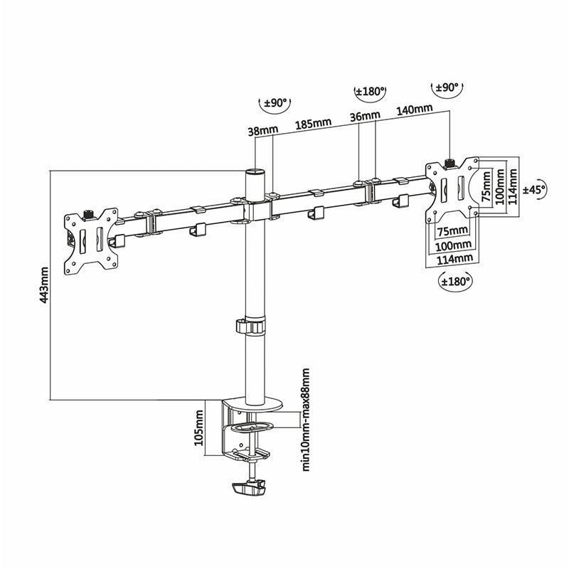 Soporte de Mesa para 2 Monitores Aisens DT32TSR-041/ Giratorio/ Inclinable/ hasta 8kg