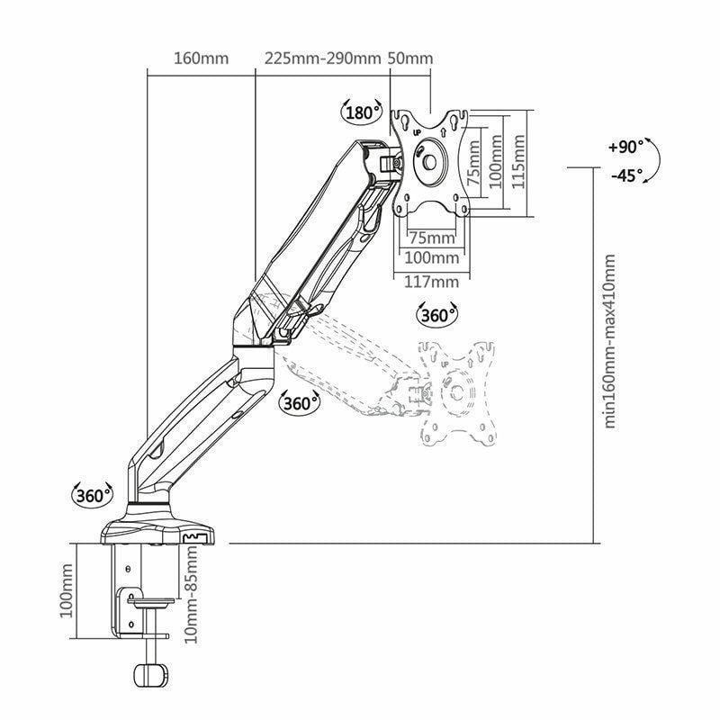 Soporte de Mesa con Contrapeso para Monitor Aisens DT27TSR-043/ Giratorio/ Inclinable/ hasta 9kg