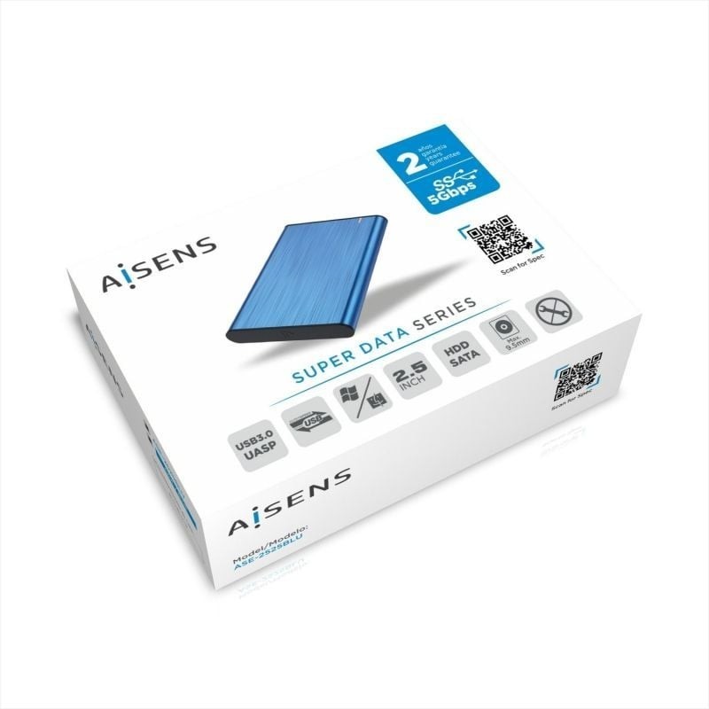Caja Externa para Disco Duro de 2.5″ Aisens ASE-2525BLU/ USB 3.1/ Sin tornillos