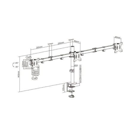 Soporte de Mesa para 3 Monitores Aisens DT27TSR-061/ Giratorio/ Inclinable/ hasta 7kg