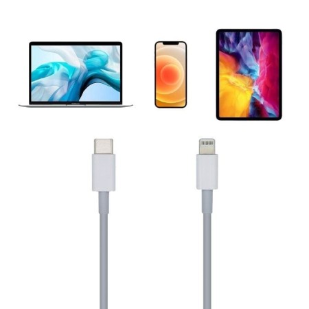 Cable USB 2.0 Tipo-C Lightning Aisens A102-0441/ Lightning Macho - USB Tipo-C Macho/ 480Mbps/ 20cm/ Blanco
