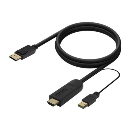 Cable Conversor Aisens A122-0641/ HDMI Macho - DisplayPort Macho + USB Macho/ Hasta 10W/ 2250Mbps/ 10cm + 1.8m/ Negro