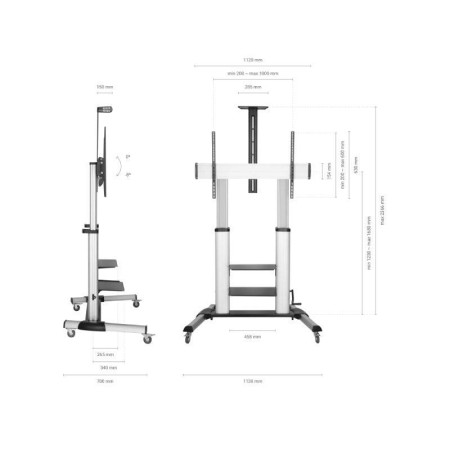 Soporte de Suelo Inclinable con Ruedas y Manivela Aisens FT100TE-125 para TV 60-100″/ hasta 100kg