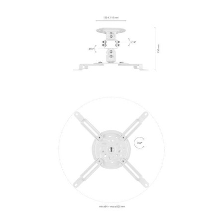 Soporte de Techo/ Pared para Proyector Aisens CP03TSR-129/ Giratorio/ Inclinable/ hasta 13.5kg
