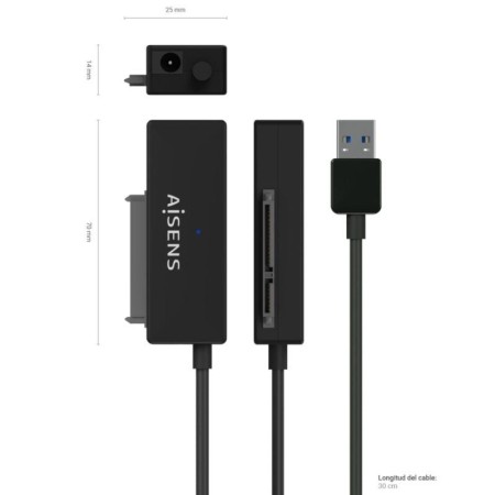 Adaptador para Discos Duros 2.5″/3.5″ Aisens ASE-35A01B/ USB 3.0 - SATA/ con Alimentador