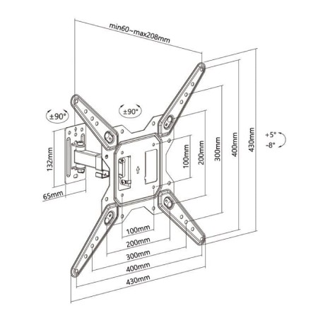 Soporte de Pared Extensible/ Giratorio/ Inclinable/ Aisens WT55TSE-151 para TV de 23-55″/ hasta 30kg