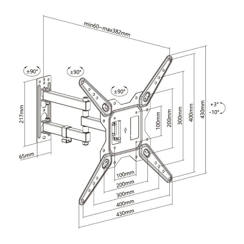 Soporte de Pared Giratorio/ Inclinable/ Aisens WT55TSE-153 para TV de 23-55″/ hasta 30kg