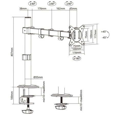 Soporte de Mesa para Monitor y TV Aisens DT32TSR-147/ Giratorio/ Inclinable/ hasta 9kg