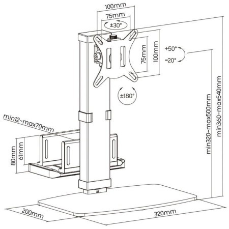 Soporte de Sobremesa para Monitor,TV y MiniPC Aisens DT32TSR-165/ Giratorio/ Inclinable/ hasta 8kg