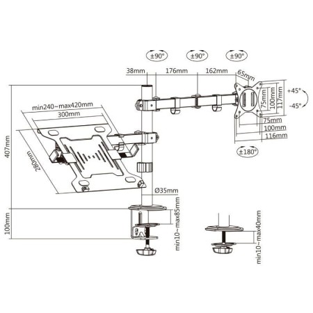 Soporte de Mesa Orientable/ Inclinable DTL32TSR-193 para TV y Portátil de 17-32″