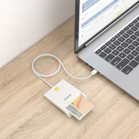 Lector de DNI y Tarjetas Aisens ASCR-SN07-W/ USB 2.0/ Blanco