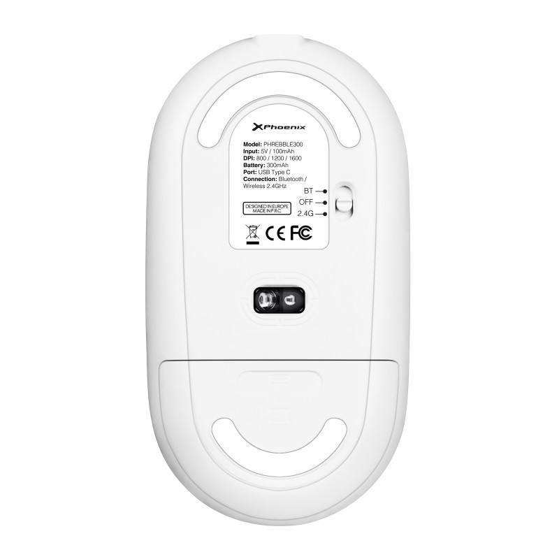 Phoenix rebble ratón inalambrico bluetooth y 2.4 ghz hasta 3 dispositivos con receptor usb clic silencioso para portátil noteboo