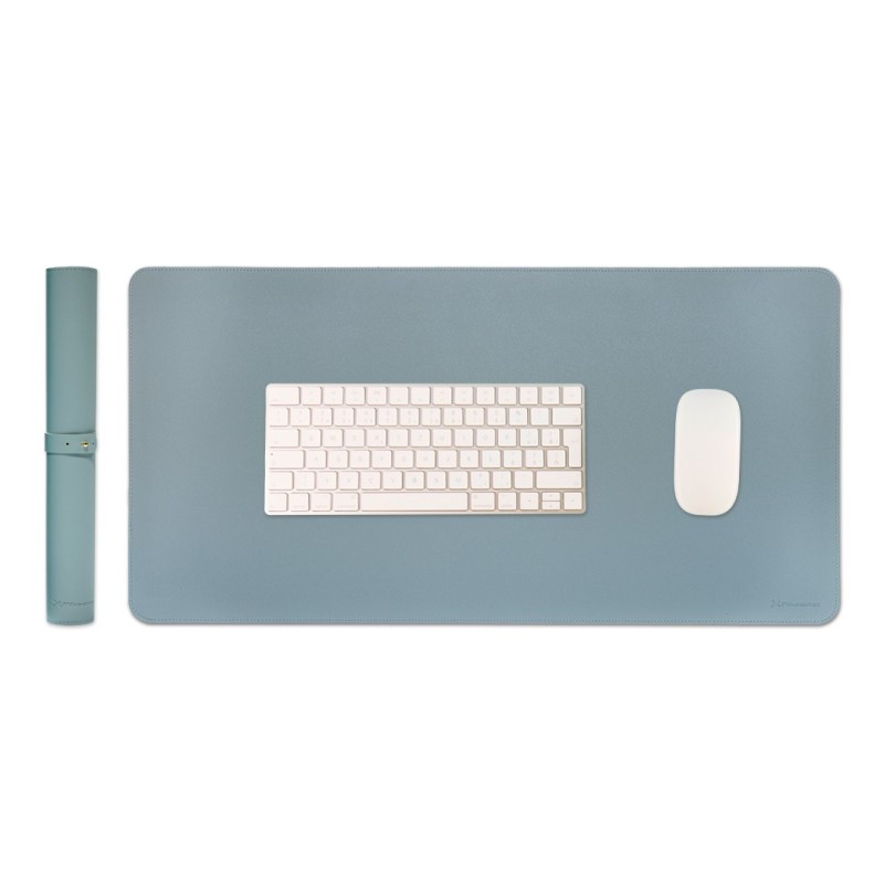 Phoenix matepad alfrombrilla escritorio ratón pu 80 x 40 cm antideslizante impermeable materíal simil cuero azul - gris