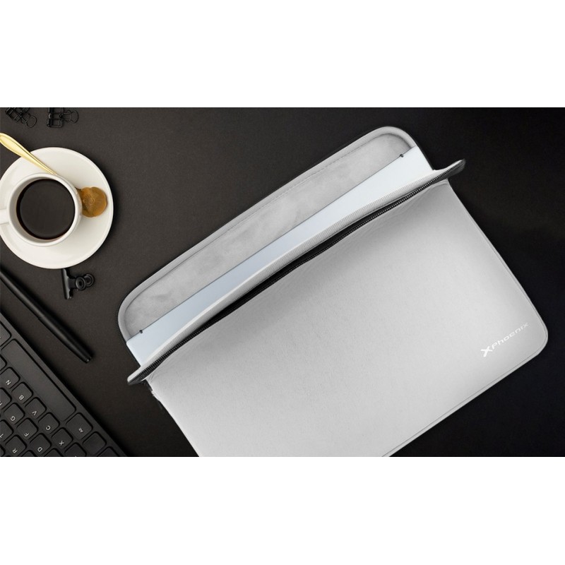 Funda de neopreno phoenix para tablet o portátil 14 pulgadas interior terciopelo gris