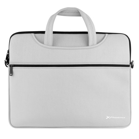 Funda maletin neopreno phoenix para portátil o tablet hasta 14 pulgadas interior terciopelo gris