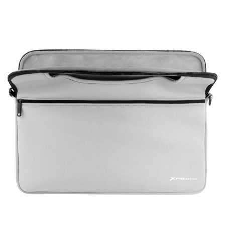 Funda maletin neopreno phoenix para portátil o tablet hasta 16 pulgadas interior terciopelo gris