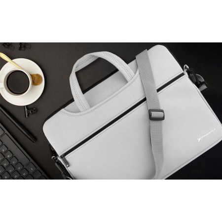 Funda maletin neopreno phoenix para portátil o tablet hasta 16 pulgadas interior terciopelo gris