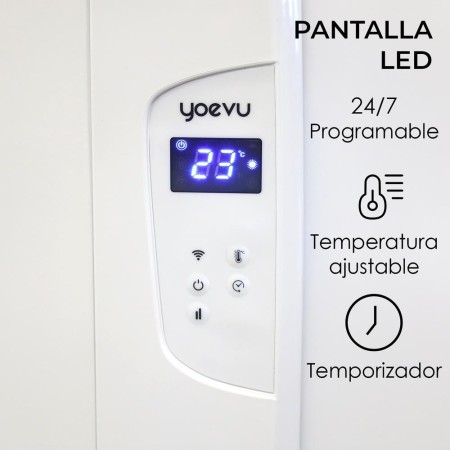 Yoevu - radiador eléctrico bajo consumo - 10 elementos - 1500 w - temporizador - programable - mando a distancia - pantalla lcd 