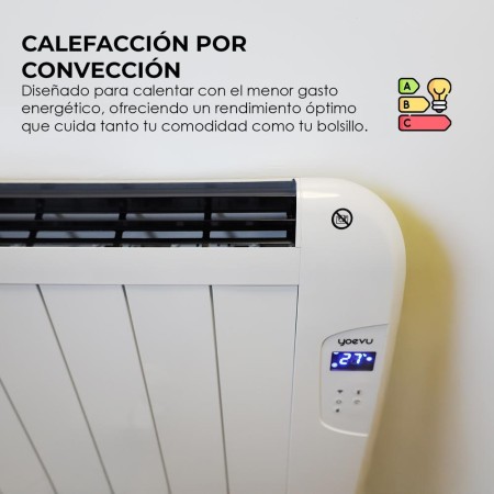 Yoevu - radiador eléctrico bajo consumo - 10 elementos - 1500 w - temporizador - programable - mando a distancia - pantalla lcd 