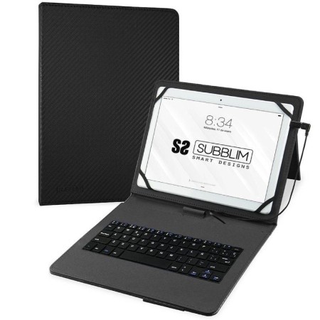 Funda + teclado subblim para tablet 9.6 pulgadas a 11 pulgadas negro