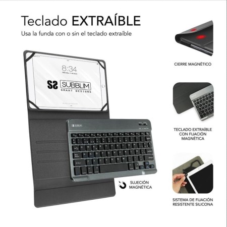 Funda + teclado subblim para teclado 10.1 pulgadas negro