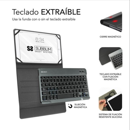 Funda tablet subblim keytab pro para tablet 10.1 pulgadas gris
