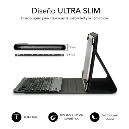 Funda + teclado subblim keytab pro para tablet 10.1 pulgadas rojo