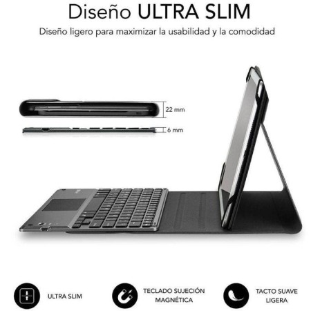 Funda con Teclado Subblim Keytab Pro Bluetooth Touchpad para Tablets de 9.6″-10.8″/ Negra