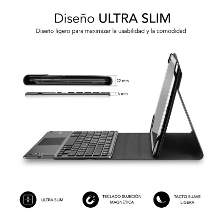 Funda con Teclado Subblim Keytab Pro Bluetooth Touchpad para Tablets de 9.6″-10.8″/ Negra