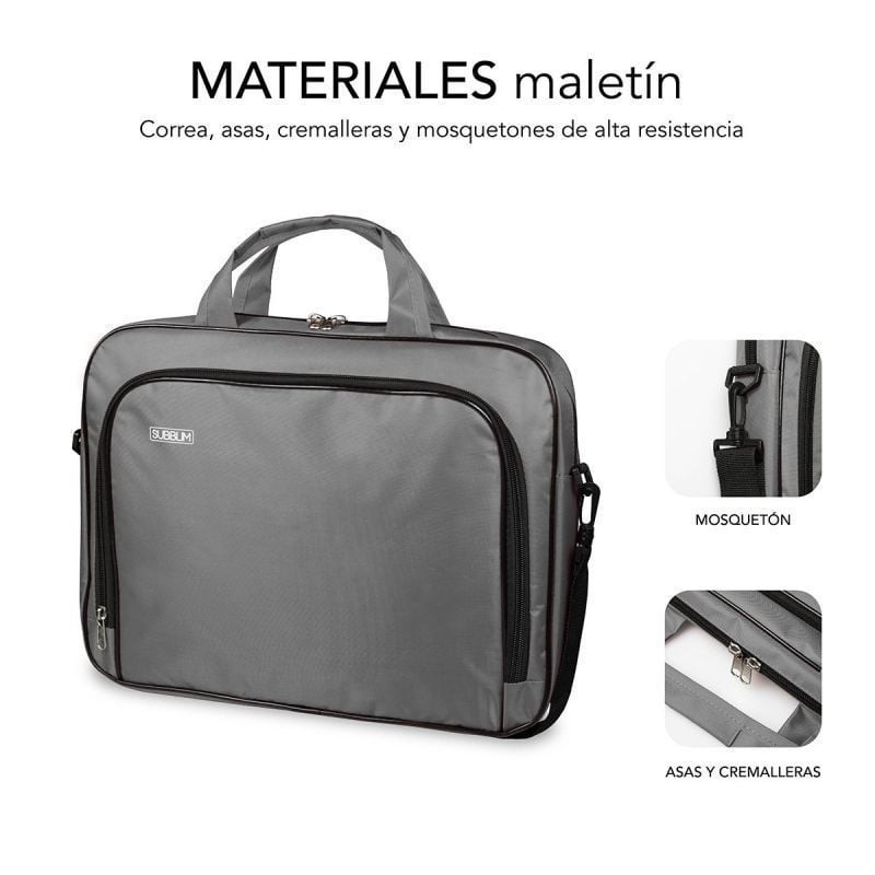 Maletin subblim oxford para portatil 13.3 pulgadas - 14 pulgadas gris