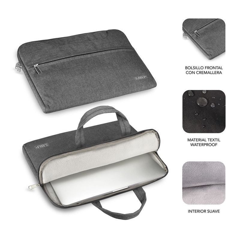 Funda subblim business laptop sleeve para portatil 15.6 pulgadas gris